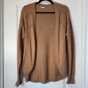 Canadian eco brand Tentree Organic Cotton Cardigan Caramel Brown Open Knit S
